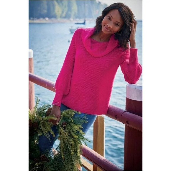 Soft‎ Surroundings Calanthe Cashmere Pullover in Rose Pink Size Petite XL $180 - Picture 1 of 14